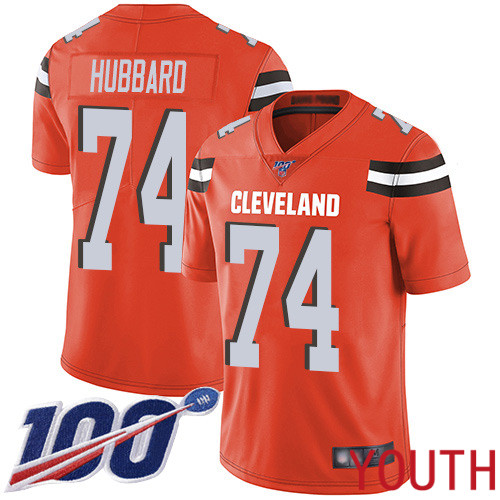 Cleveland Browns Chris Hubbard Youth Orange Limited Jersey #74 NFL Football Alternate 100th Season Vapor Untouchable->youth nfl jersey->Youth Jersey